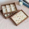 Walnut Wood Jewelry Tray: Ring & Earring Display Box for Live Streaming & Street Stall Events