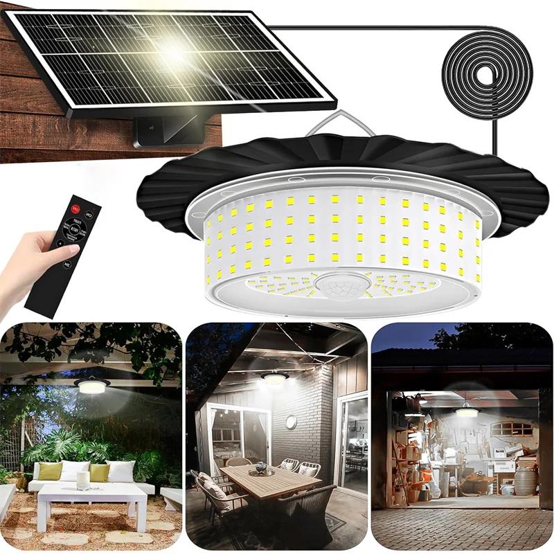 Solar Indoor Lights Outdoor, LED Solar Pendant Lights with Remote Control,Solar Powered Shed Light for Camping , Plants, Garage