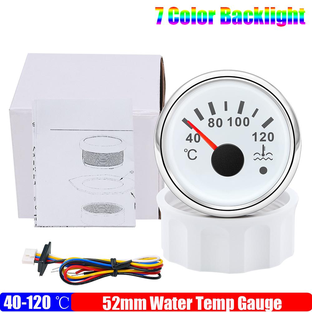 ZMFJH 7 Color Light Pointer 52MM Fuel Water Level Gauge Voltmeter Oil Pressure Meter Water Oil Temp Gauge with Alarm Optional
