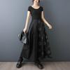 DIMANAF 2026 Plus Size Women New Long Pants Black Floral Loose Trousers Big Size Casual Spring Summer Bottoms Skirts