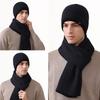 Men's Winter Warm Knitted Hat Long Scarf Two-Piece Set Velvet Thick Outdoor Windproof Ear Protection Cap