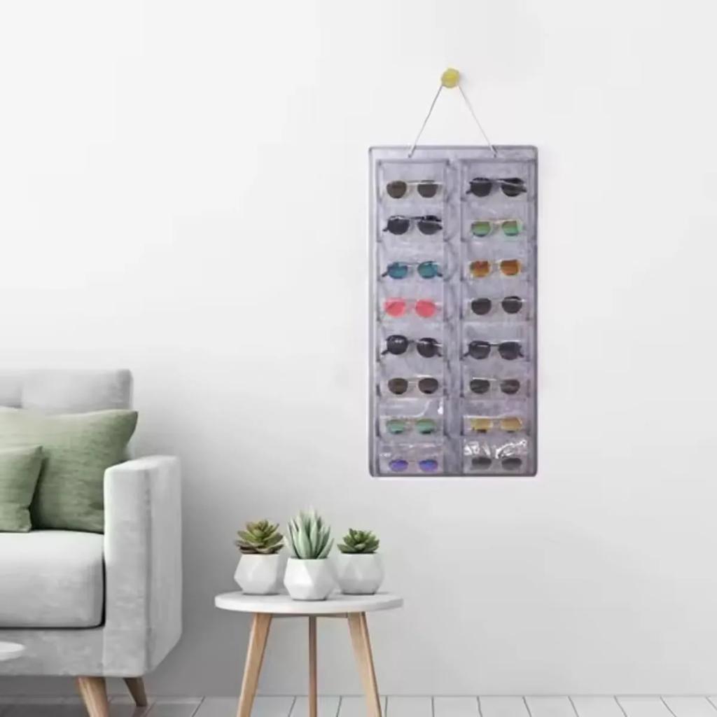16 Slots Felt Eyeglasses Stand Holder for Sunglasses Glasses Storage Display Hanging Bag Wall Pocket Storage Box Organizer Bags