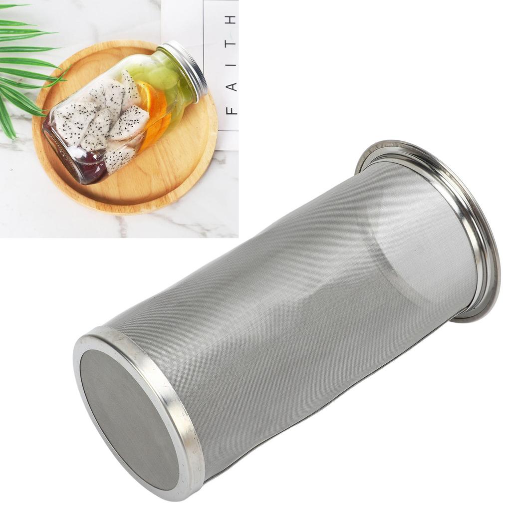 Cold Brew Coffee Filter Stainless Steel Reusable Wide Mouth Mesh Cylindrical Filter with White Gasket for Tea