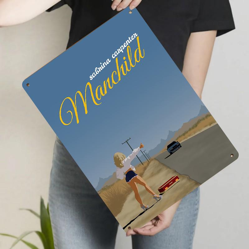 

Sabrina Carpenter Manchild Album Cover Art Metal Tin Sign Vintage Music Poster Wall Decor for Home Bar 20x30cm（7.8x11.8inch）