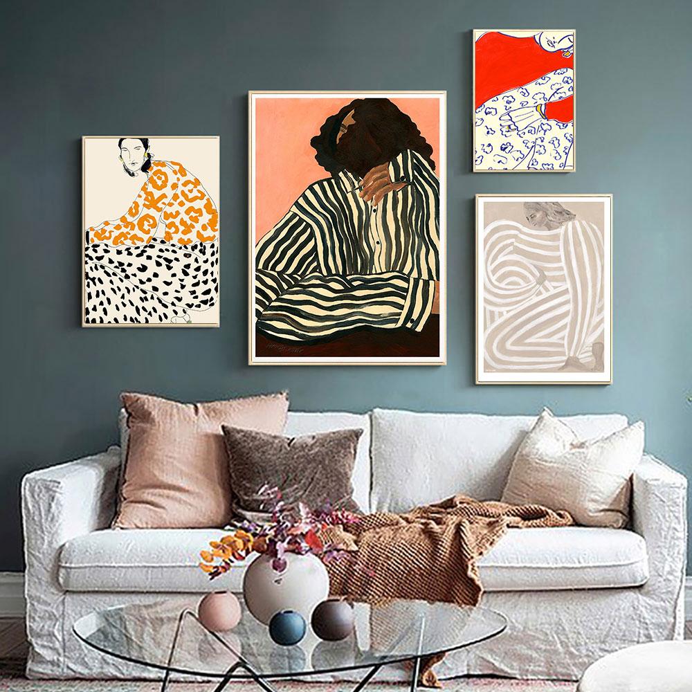 Abstract Lines Figure Poster, Modern Simplicity Striped Wall ArtNordic Canvas Painting, Picture for Living Room, Home Decoration