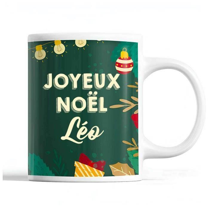 Mug - Noël Léo Vert - Céramique - 325 ml - Résistant lave-vaisselle et micro-onde