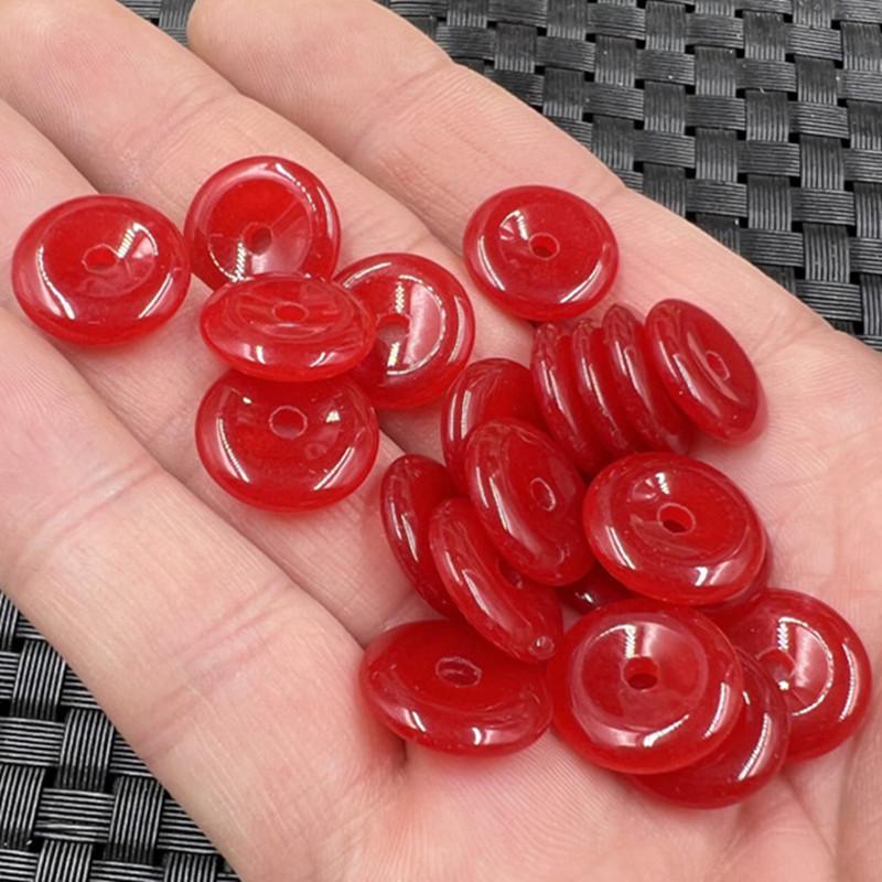 Red Quartzite Jade Coin Buckle Pendant for Bracelet, Anklet, or Car Diameter ~15mm
