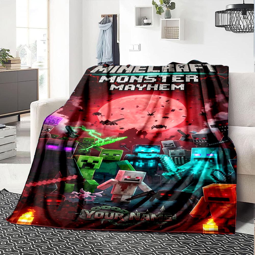 Minecraft Customize Text Blanket Cozy Customizable Blanket Ultra-Soft Perfect for Office Chair Sofa Chair Seaside Four Seasons Universal