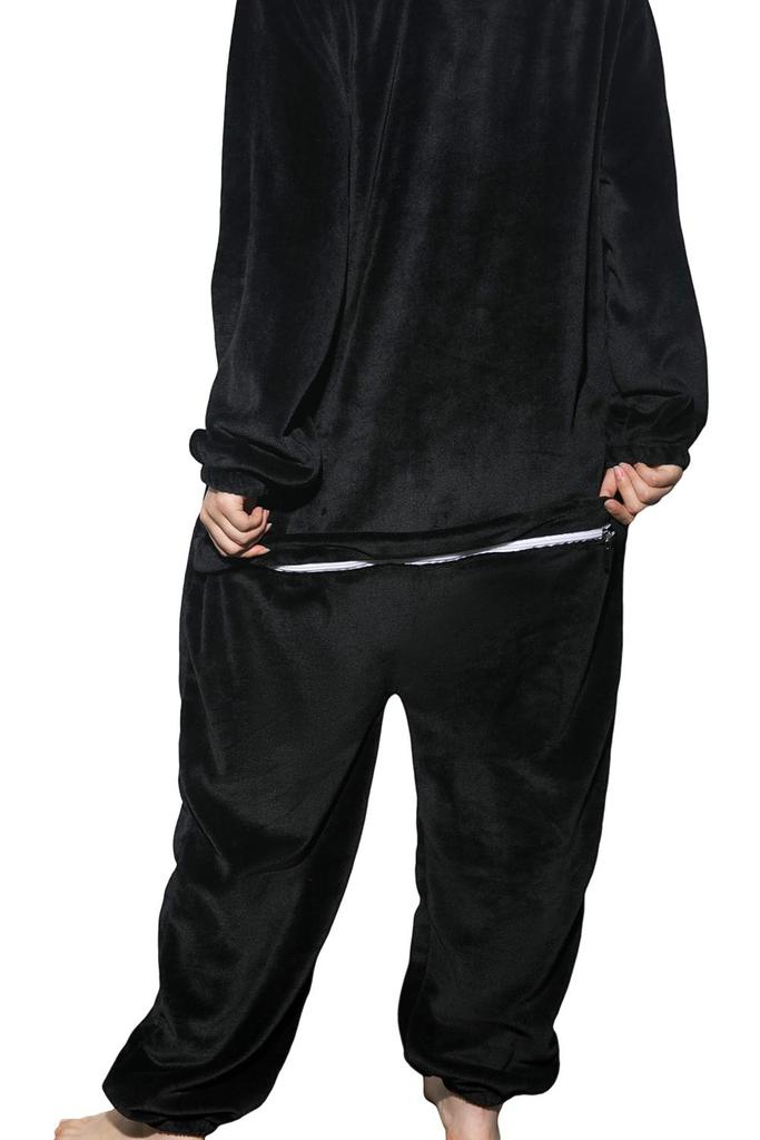 OLAOLA Halloween Skeleton Kigurumi Halloween Costume for Warm and Fluffy Animal Costume for Parties and Cold Weather Protection Pajamas, Adults, (Size