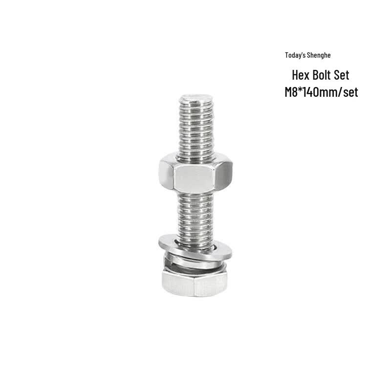 Fangjin Shenghe 304 Stainless Steel M8x140mm Hex Bolt, Washer & Nut Set