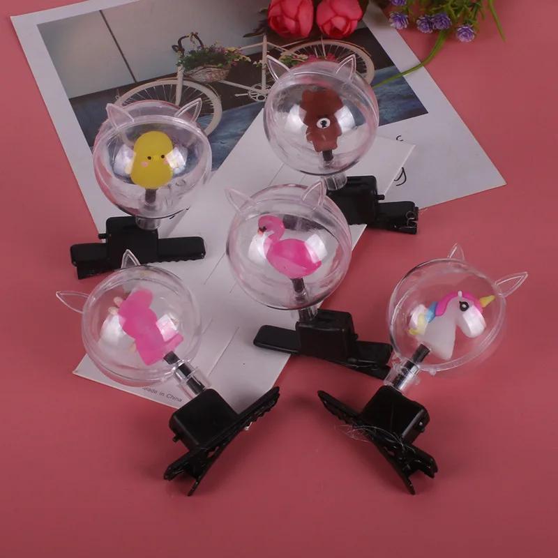 10pcs LED Flash Bobo Ball Hairpin Cute Flash Children's Headdress Hair Band Hairpin Luminous Transparent Ball Girls Gift