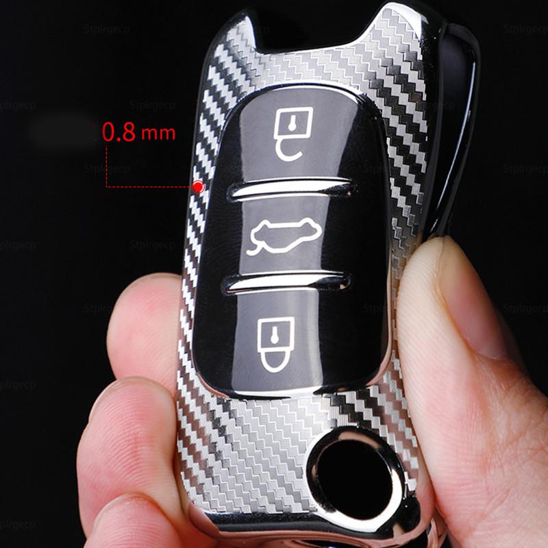 Carbon Pattern TPU Case Car Key Cover for Hyundai I30 I40 IX25 Creta IX35 HB20 Solaris Elantra Accent for Kia K2 K5 Rio Sportage