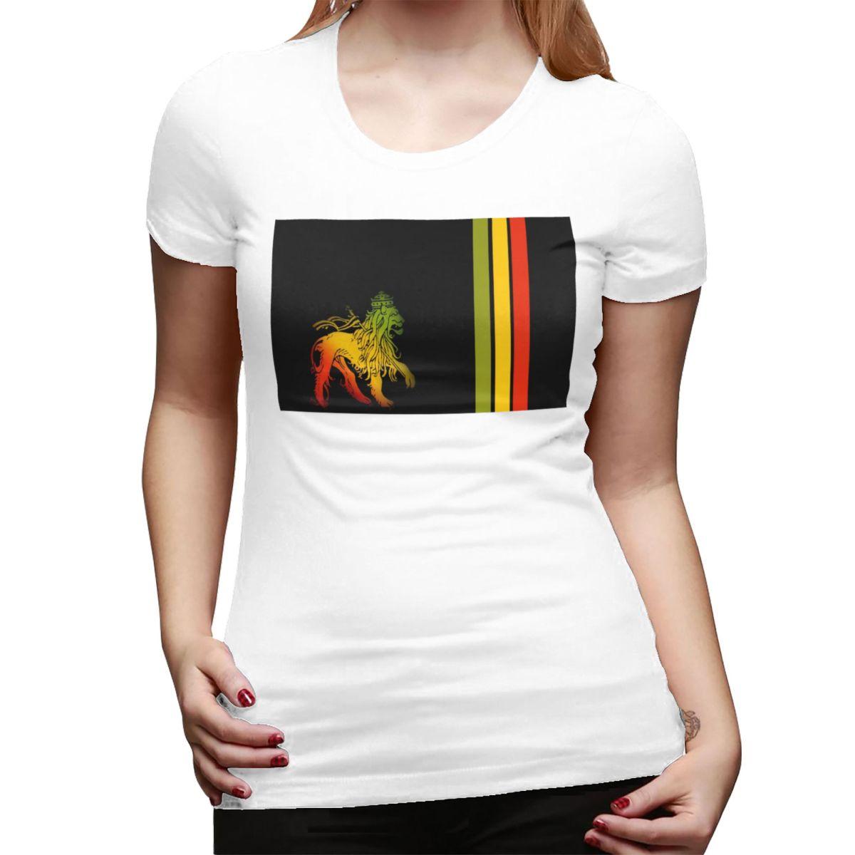 

Rasta Lion Stripe 3 TShirt for Women ONeck Streetwear T Shirts Womens Tees Short Summer Clothes Tops S