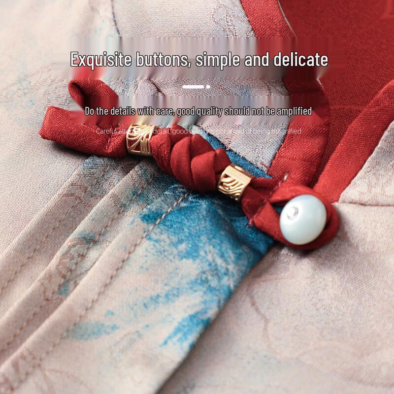 Yuzhaolin Women's Mid-Age Summer Jacquard Loose Shirt