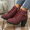 New Spring Winter Fashionable Versatile Women Boots Lace-up Fashionable Versatile Ladies Shoes Comfortable High Heels Boots