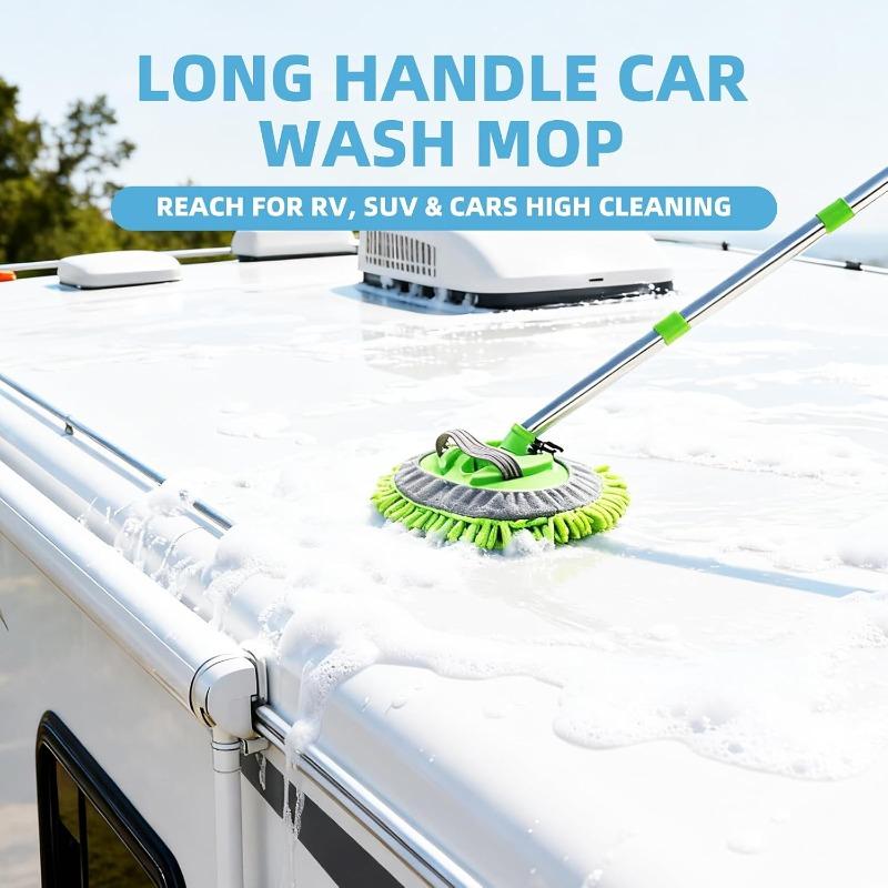 62'' Autowaschbürsten-Set - Waschhandschuh, Wischmopp, Schwamm & Langer Griff, Kratzfreier Chenille-Ersatzkopf, Rad- und Reifenbürste, Autodetailing-Kit für Autos,