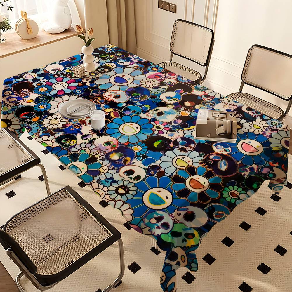 Blumen T-Takashi Kunst M-Murakami Rechteckige Tischdecken Waschbar Party Küche Esszimmer Wohnzimmer Geburtstagsdekoration Tisch