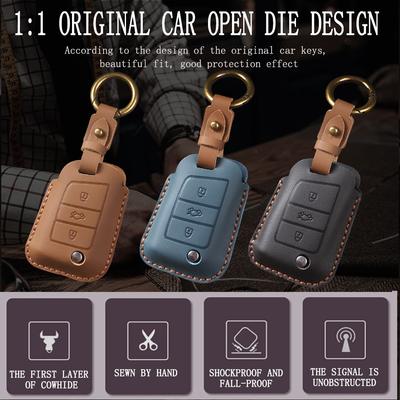 Étui en cuir pour clé de voiture, pour VW Volkswagen Polo Tiguan Passat B5 B6 B7 Golf MK Jetta Skoda Kodiaq Superb Octavia Seat, etc.