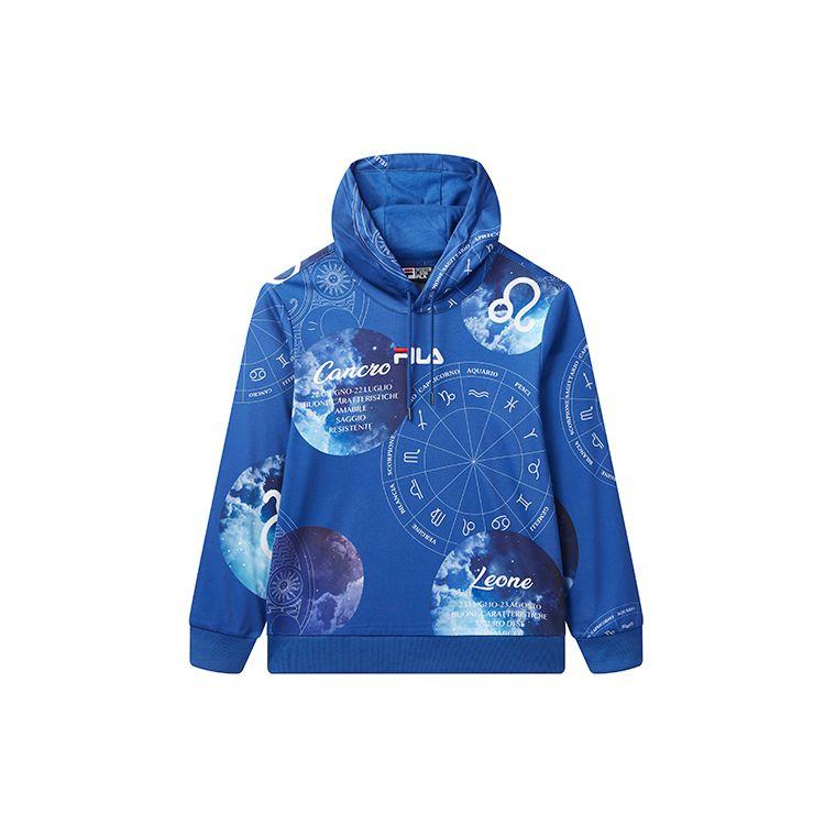 FILA Embroidered Logo Fun Print Sports Casual Hoodie Men hoodies Blue F11M038213GDB L