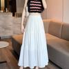 1PC High Waist Skirts Long Skirts A-line Skirts Polyester Chiffon White Elastic Women Vintage