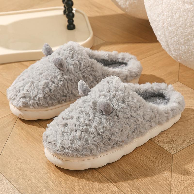 Cotton slippers autumn and winter cute croissant home plush warm and plush couple slippers