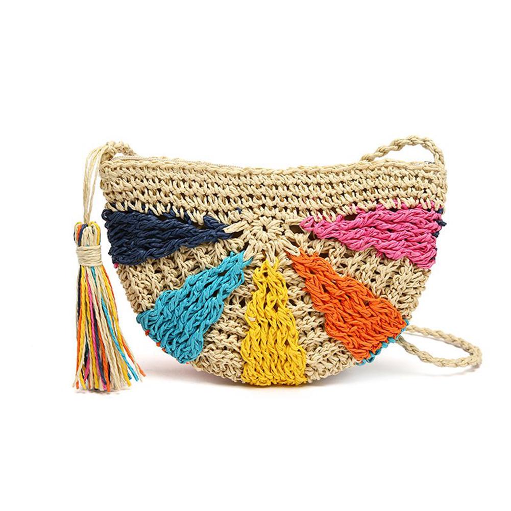 Women Shoulder Bag Semicircular Multicolored Crochet Straw Bag Messenger  Woven Handbag Beach Bags comprar a buen precio — entrega gratuita, reseñas  reales con fotos — Joom