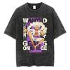 One Piece Monkey D. T-shirt Oversize con Stampa Anime Lavaggio Vintage Snakeman Gear 4 di Luffy | Top Streetwear Unisex