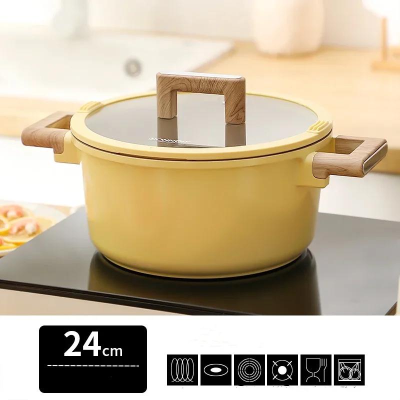 DONNOR Non Stick Pan Thickened Double Ear Stock Pot Large Capacity Household Cooking Pot Stewing Pot kitchen Universal Soup Pot