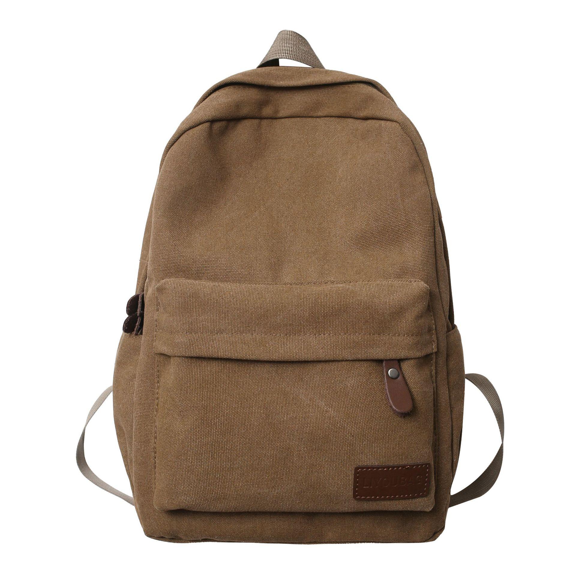 

Canvas Bag Men S Casual Backpack Fashion Trendy Simple Versatile Backpack Female Student Schoolbag темно-коричневого кольору