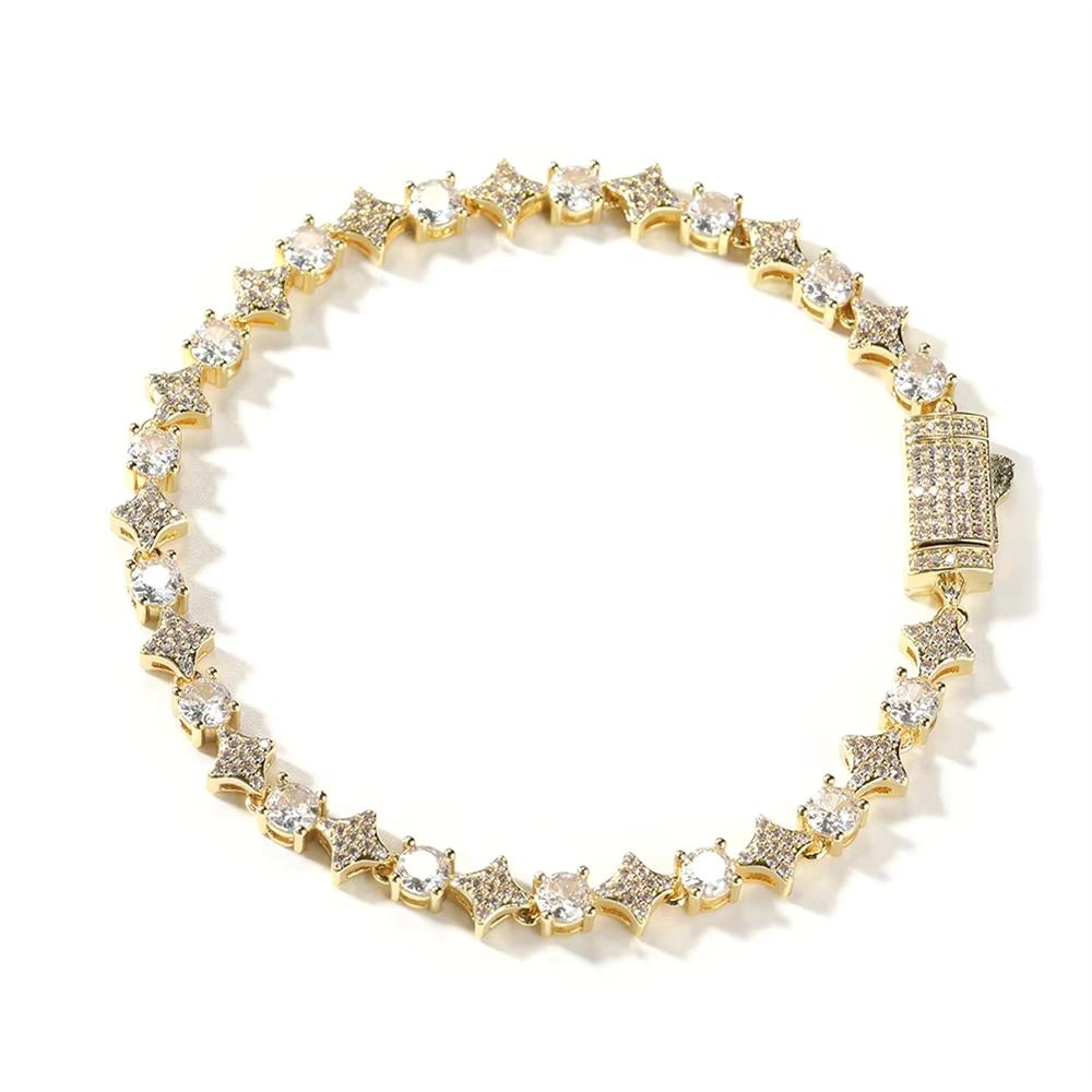 Heißverkauf Mode Hip Hop Schmuck 6mm Bling CZ Iced Out Stern Zirkon Tennisarmband für Damen und Herren