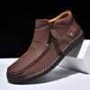 Large Size Men's Shoes Outdoor Casual Shoes One-pedal Flat-soled Handmade Leather Shoes Spring High-top Large Size Shoes