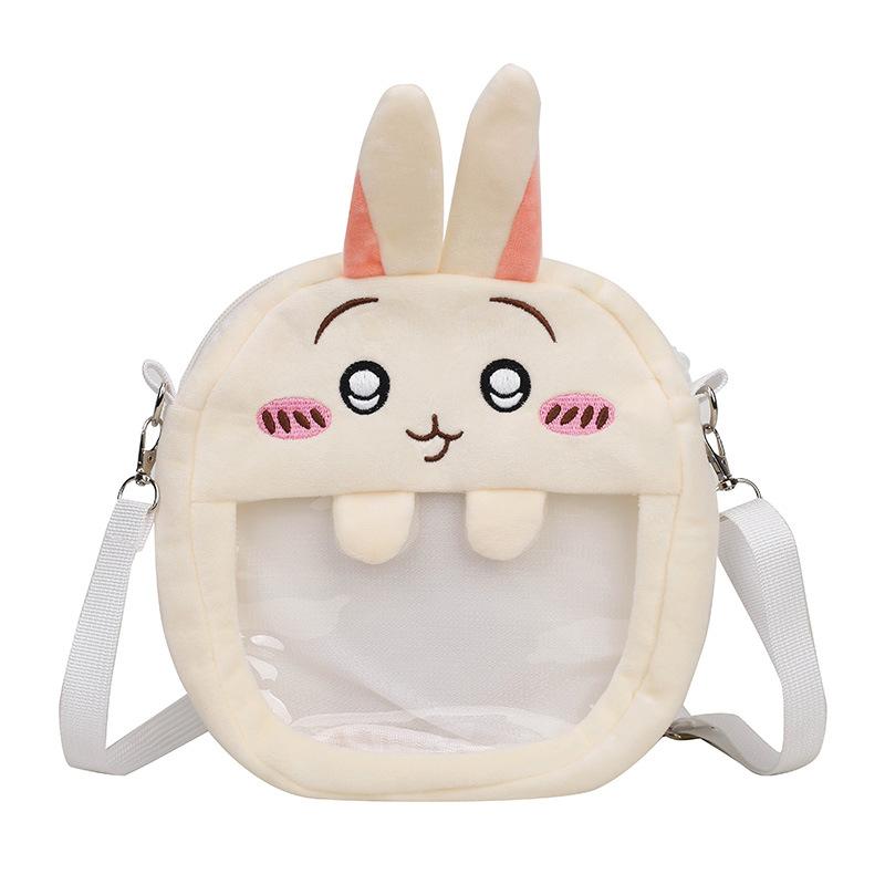 Cartoon Animation Cute Rabbit Small Round Bag Girl Heart Soft Girl Versatile Messenger Perspective Bag Cute Plush Doll Bag