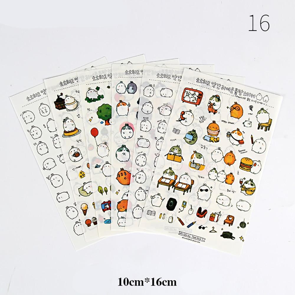 6 Sheets Cartoon Creative Stickers DIY Scrapbook Diary Phone Decorative Stickers Stationery