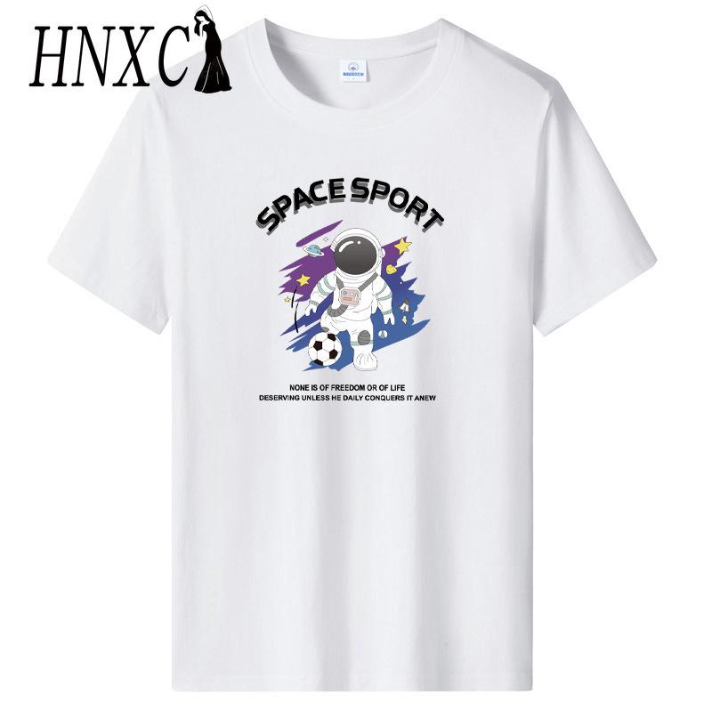 HNXC Cotton Short Sleeve T-shirt Men's Fashion Loose Half Sleeve Shirt Printed Compassionate Shirt