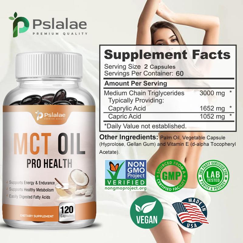 Pslalae Medium-chain Triglyceride Softgels Help Boost Energy and Endurance, Support Metabolism, and Are Easily Digestible.