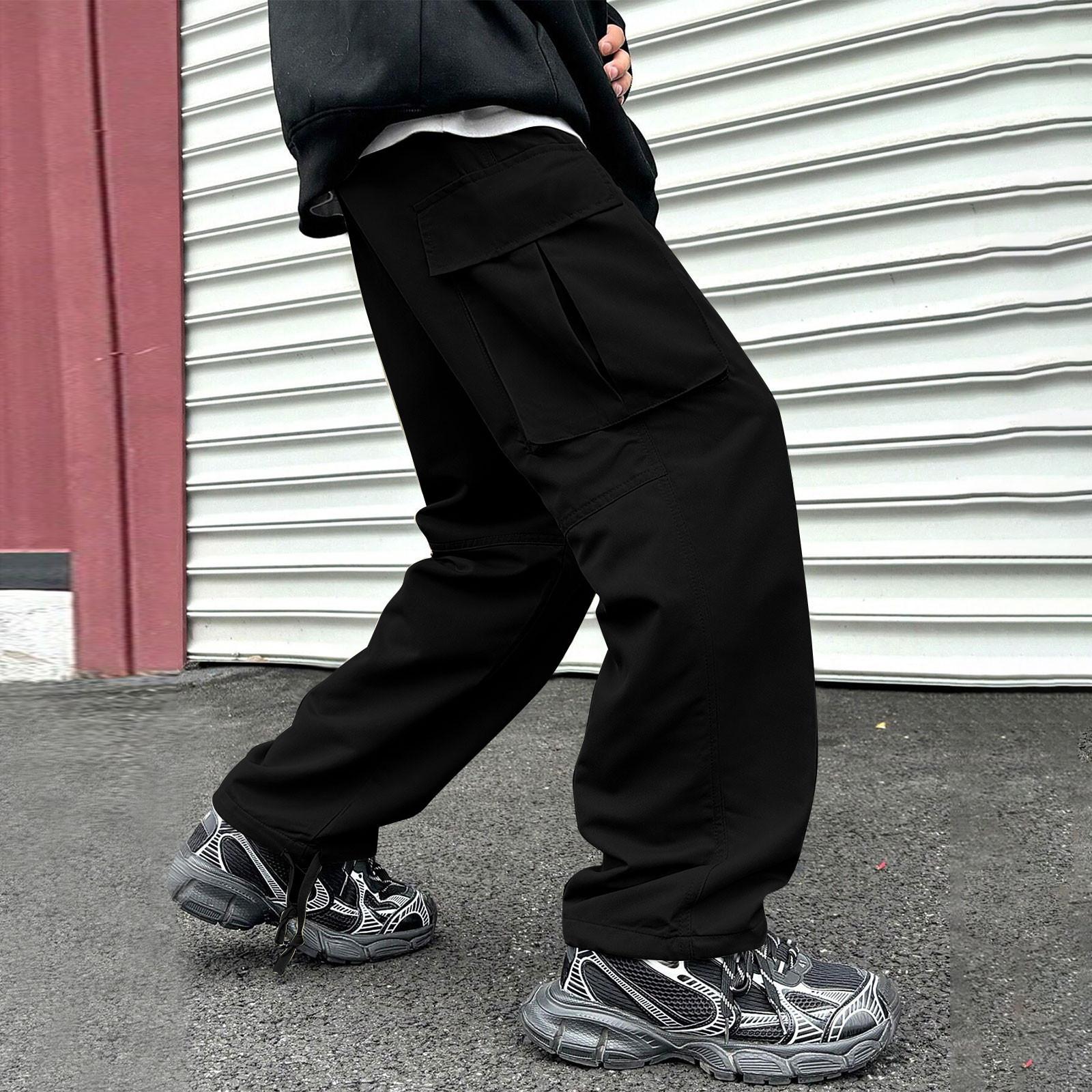 

Мужские комбинезоны, повседневные брюки с несколькими карманами и завязками, походные брюки, хлопковые саржевые брюки XXL чёрный