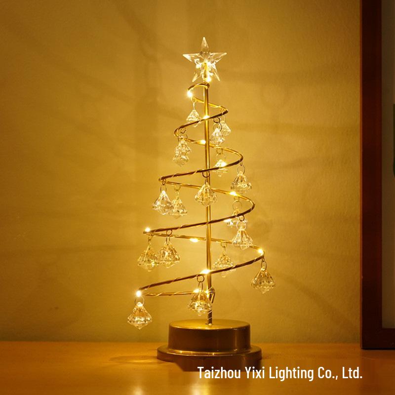 Christmas Tree Ornament Lights: Holiday Crystal Night Lamp for Bedroom & Desk