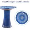 Handmade Ceramic Bird Bath (diameter 43 Cm, Height 45 Cm), Glossy Royal Blue with Swirl Relief, Weatherproof & Frost-Resistant, for Garden
