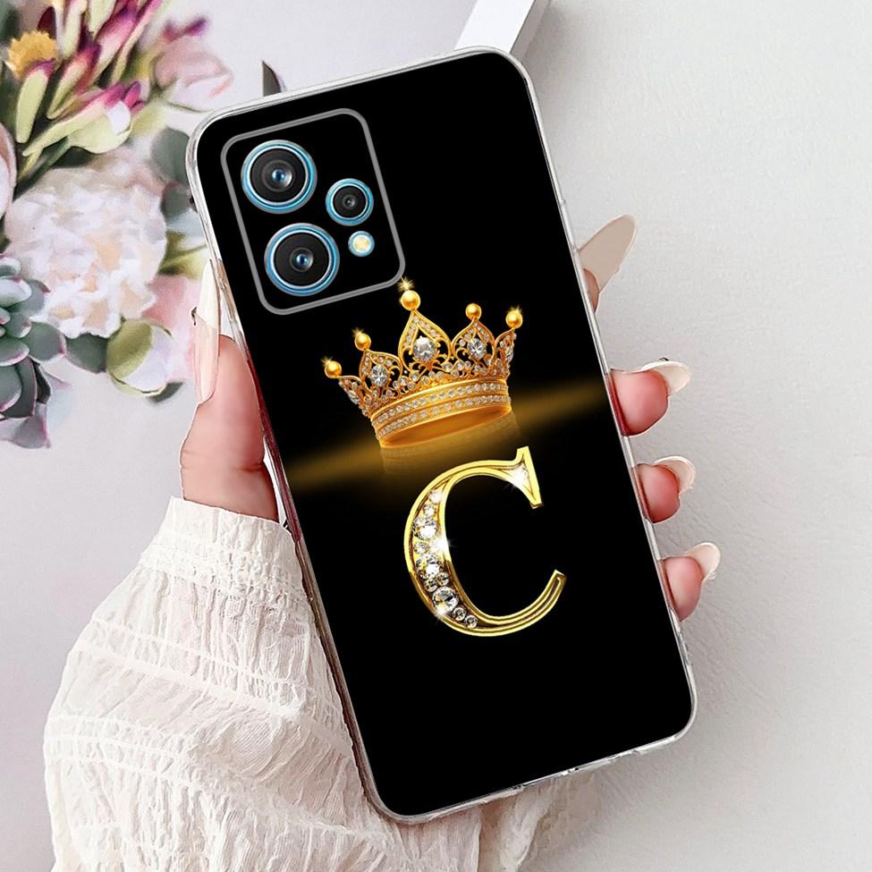 6.4" For Realme 9 Pro Plus Case RMX3392 Clear Fashion Luxury A-Z Letters Soft Bumper Cover For Realme 9 Pro+ Phone Case RMX3393