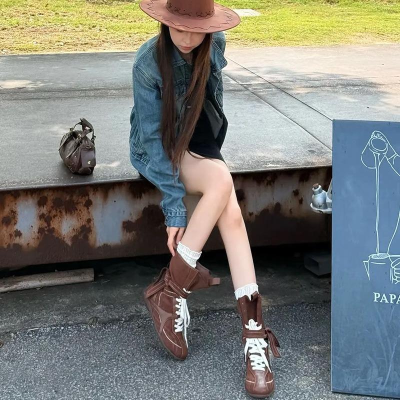 Leather Martin Boots Women's Autumn and Winter New Retro Pair Boots Western Cowboy Boots Versatile Boots Women