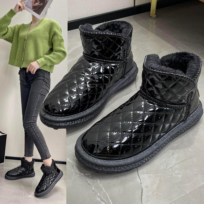 

Жіночі плюшеві зимові чоботи зі шкіри та хутра, зима 2024 року - бавовняний стиль з коротким боком. Size 41