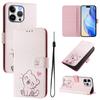For iPhone 15 Pro Max Case Pattern Printing Wallet Phone Cover with Strap