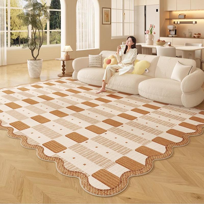 Irregular Shapes Carpets for Living Room Thick Anti-slip Lounge Mat Fluffy Soft Study Rug Cream Style Bedroom Decor Plush Carpet