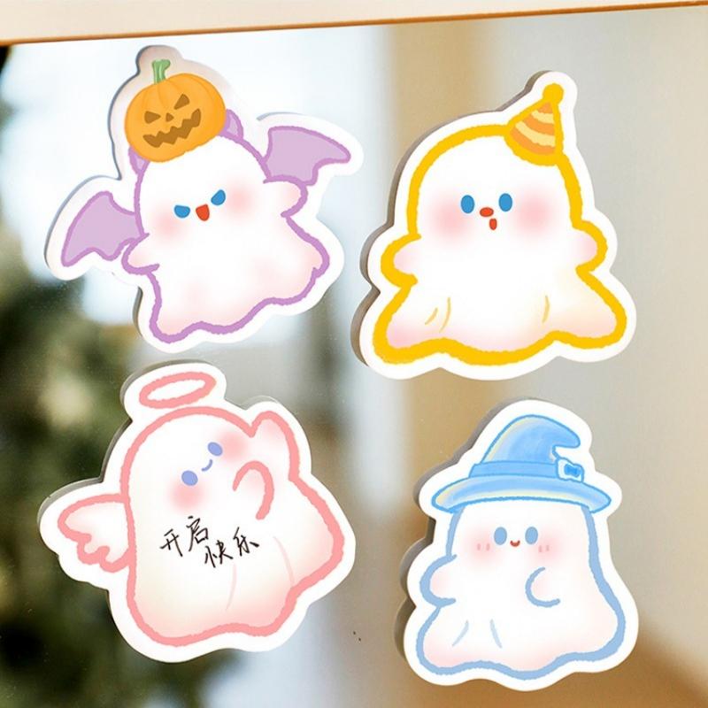 20Pcs Pink Angel Ghost Halloween Die-cut Sticky Notes, 30 Sheets Each, Self-adhesive N-time Sticky Notes,office Supplies and School Stationery