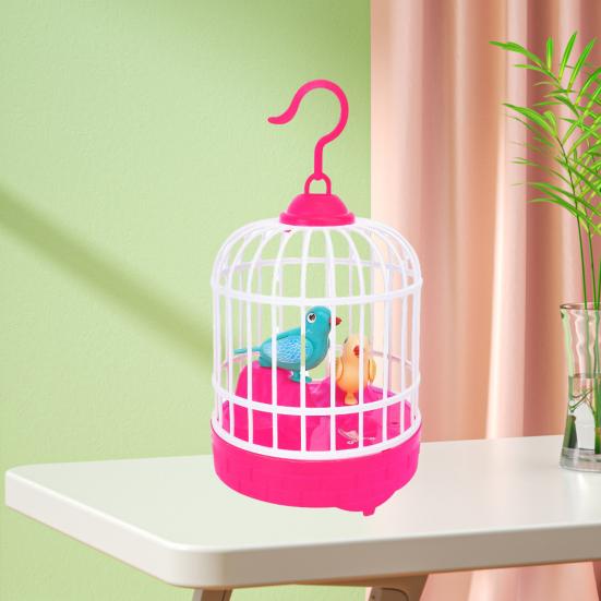 Kids Birdcage Toy with Sound Light Flapping Wings Detachable Hook Voice Control Funny Toddlers Educational Simulated Bird Model Toy Boys Girls Gift