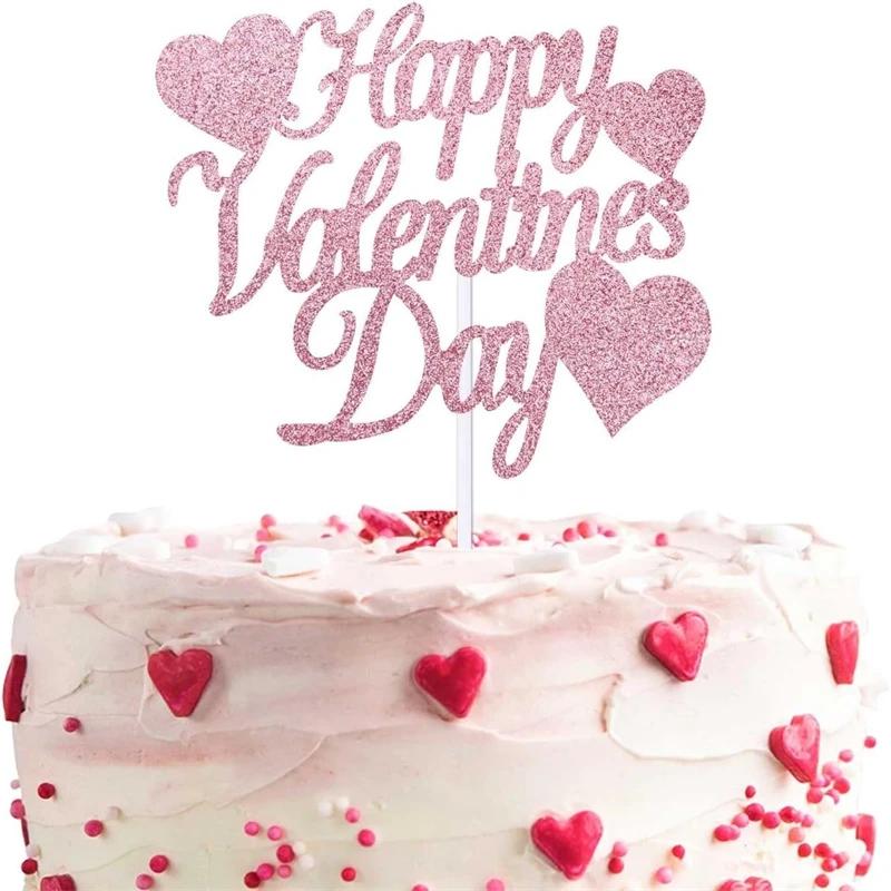 30/10Pcs Happy Valentines Day Cupcake Toppers Festival Cake Flag Valentine's Day Party Cake Decorations for Weddings Engagements
