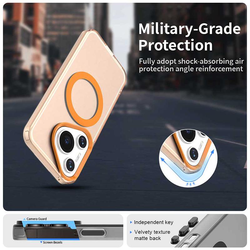 For Huawei Pura 70 Ultra Shockproof Matte Translucent Phone Case For Huawei Pura 70 Pro Plus for Magsafe Wireless Charge Cover