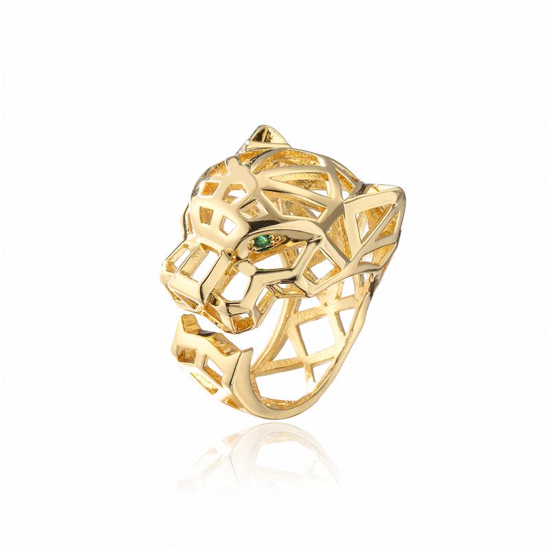 18K Gold Plated Punk-Style Leopard Ring: Adjustable Hip Hop Jewelry Adjustable Open End
