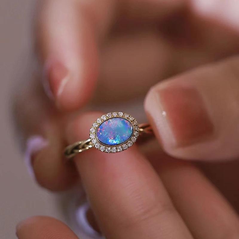 

Ювелирные изделия Xiancan: Кольцо из серебра 925 пробы с опалом и покрытием из розового золота для женщин Size 9