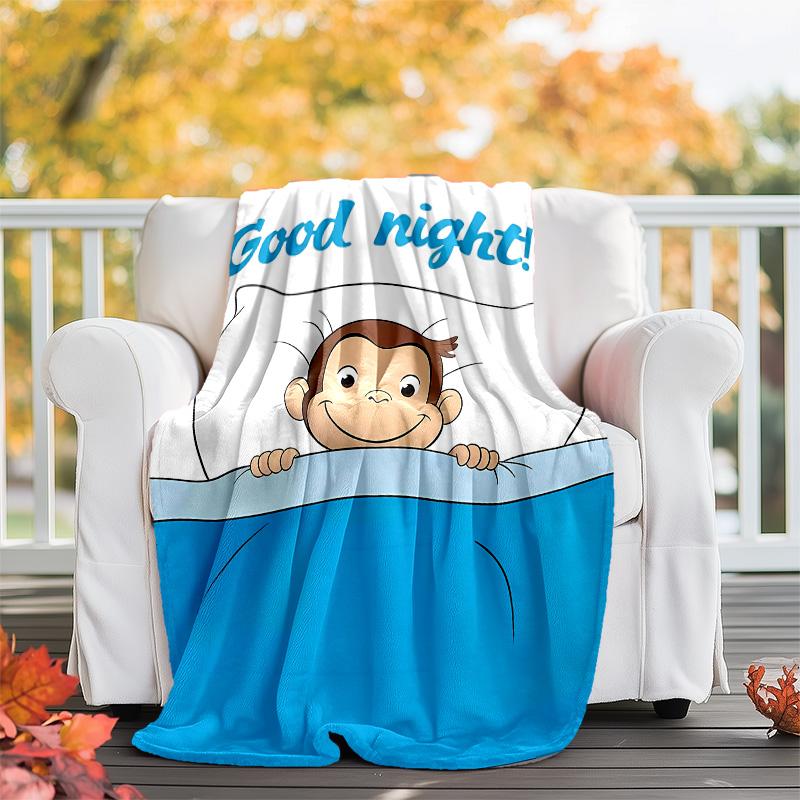 1pc Curious George9 Theme Blanket - Digital Print, Polyester, Cozy for All Seasons, Perfect for Outdoor, and Travel